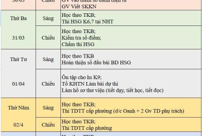 LỊCH CÔNG TÁC TUẦN TỚI